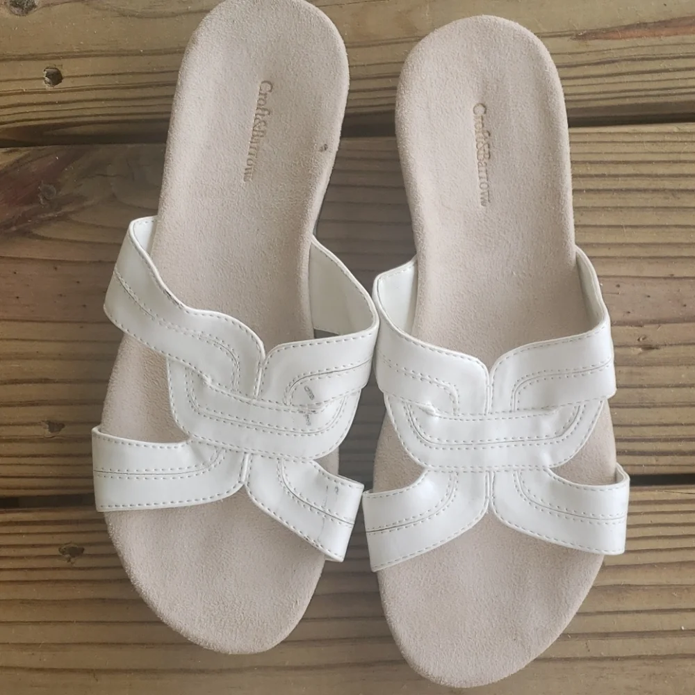 Comfortview Women's White Slide Sandals